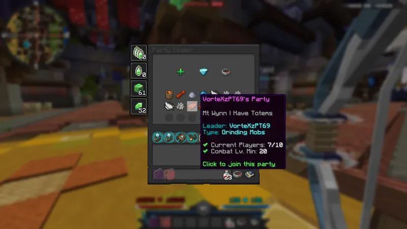 Exemplo de party de XP